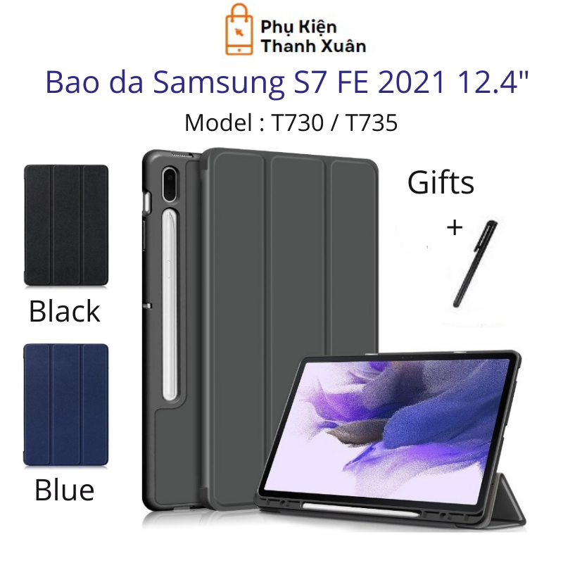 Bao da dành cho Samsung Tab S7 Fe 2021 12.4" - Gập dựng dược - Tặng kèm bút