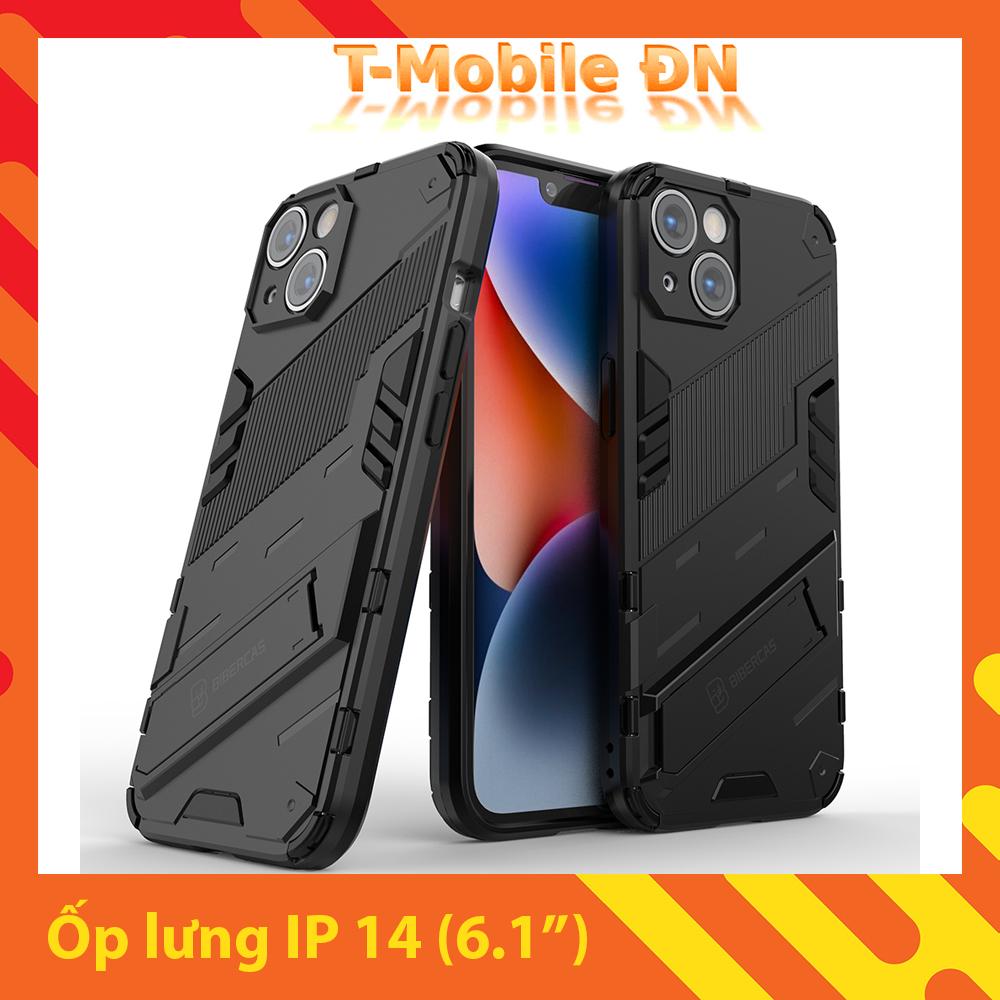 Ốp lưng cho iPhone 14, Ốp chống sốc Iron Man PUNK cao cấp kèm giá đỡ cho iPhone 14