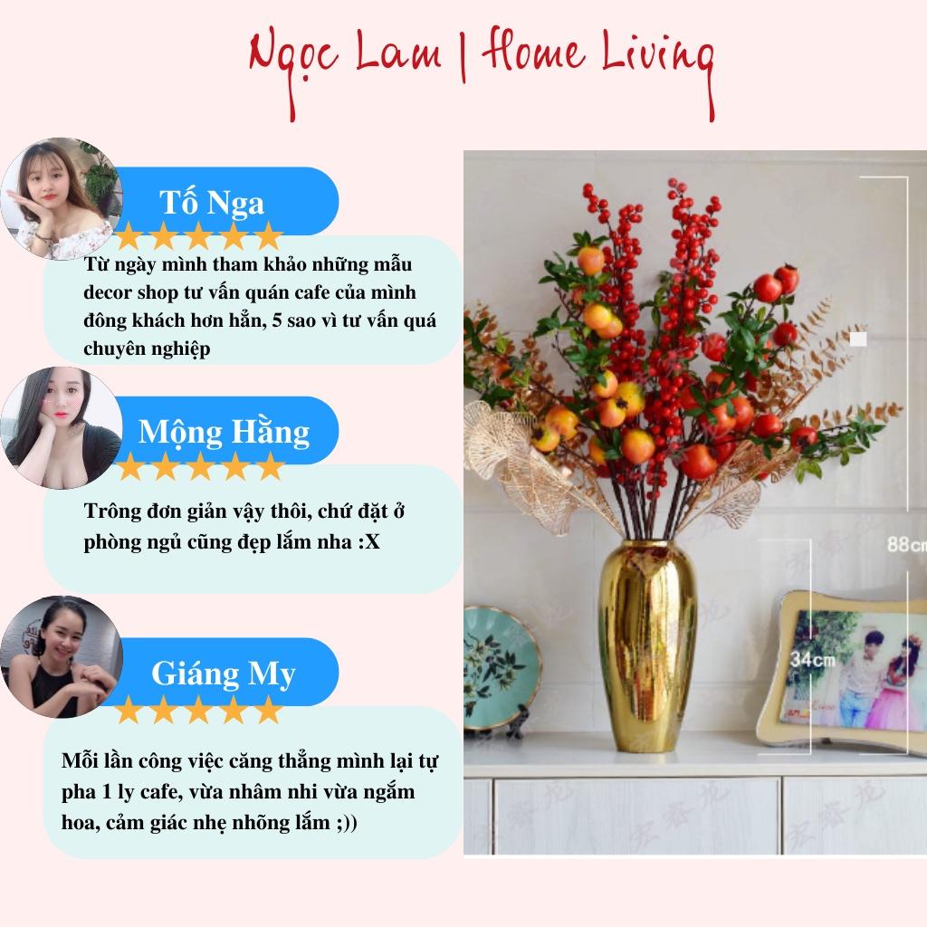 Cành đào đông đỏ 6 nhánh, 12 nhánh quả đều không dính sơn dùng trang trí spa, studio, đại sảnh, nhà hàng, phòng ngủ