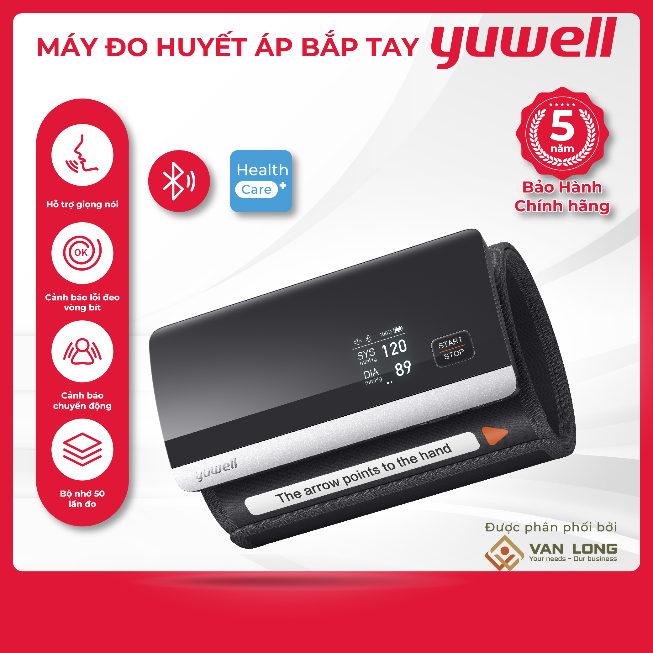 Máy đo huyết áp điện tử bắp tay Yuwell YE630CR - Bảo hành chính hãng 5 năm