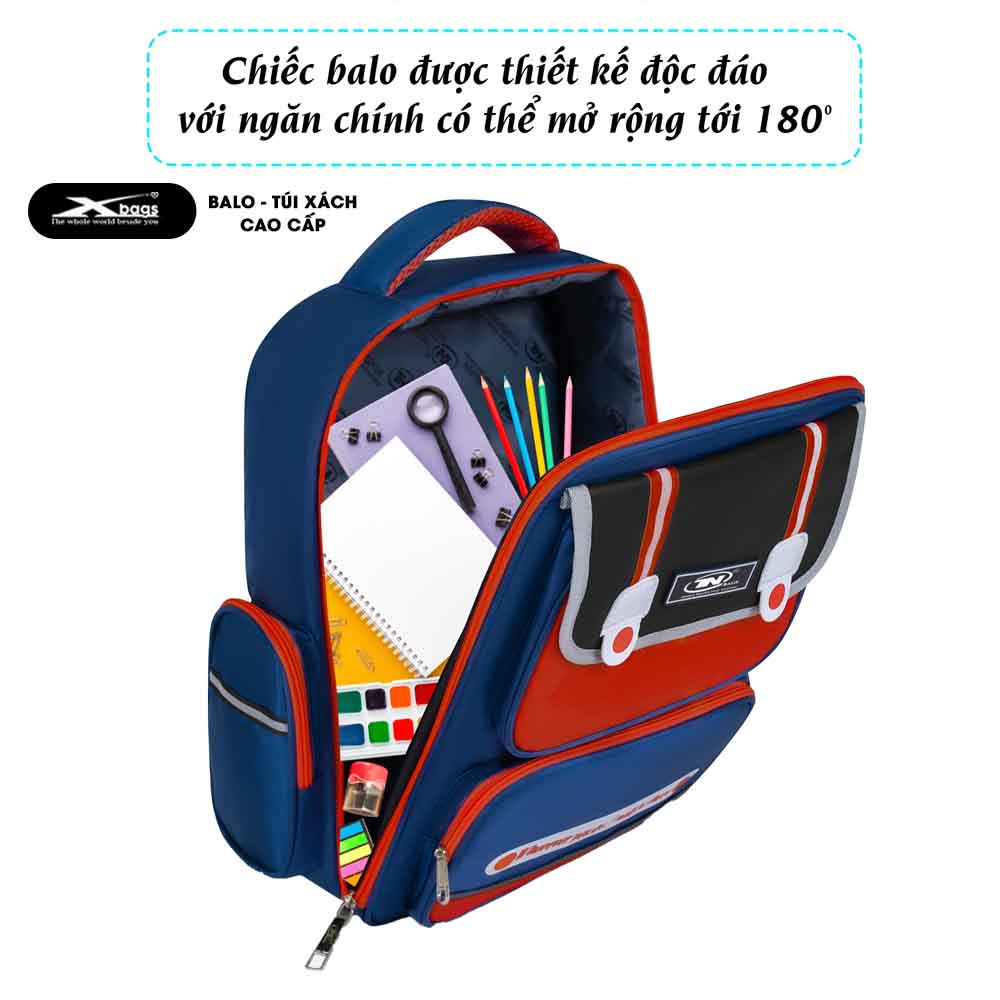Balo Đi Học Cấp 1 Cao Cấp TNBags Smart Red TN.B.3110 Màu Đỏ Thời Trang, Chống Gù, Nhiều Ngăn Tiện Lợi!