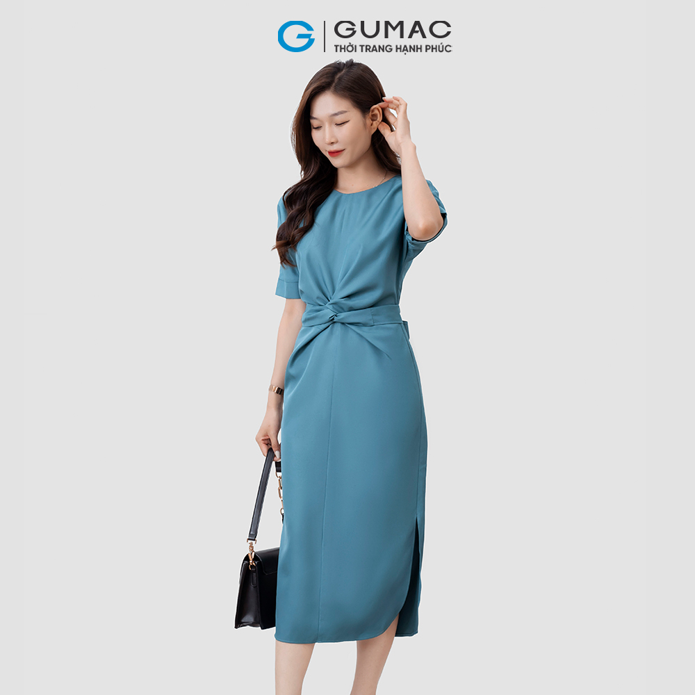 Đầm xoắn eo cột nơ thời trang GUMAC DD03031