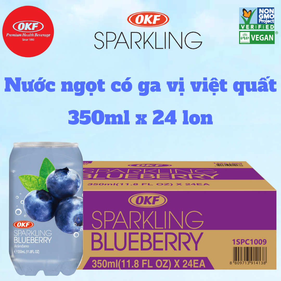 Nước ngọt có ga vị việt quất (NƯỚC VIỆT QUẤT CÓ GA) OKF HÀN QUỐC x 24 lon 350ml