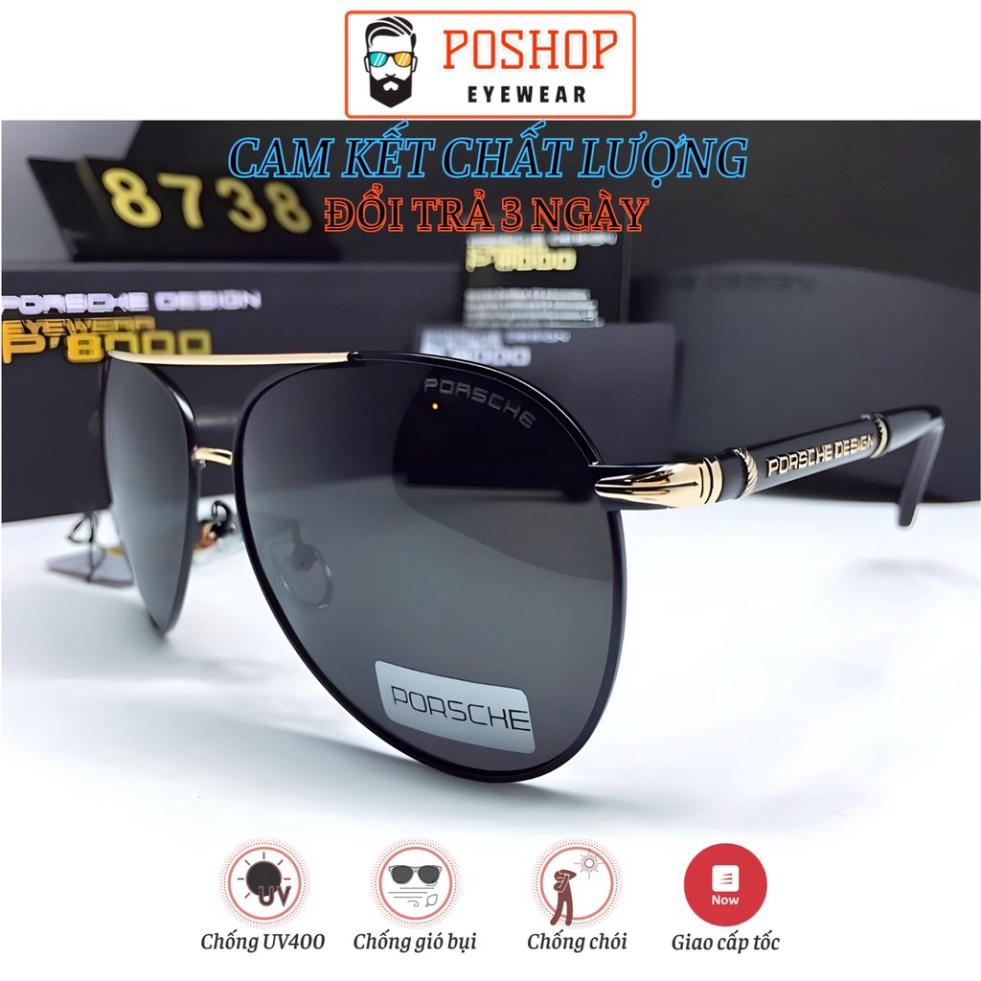 Kính mát nam POSHOP tròng phân cưc polaroid uv400 chóng chói gọng phi công cổ điển thời trang dễ đeo PO8738