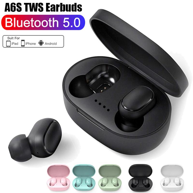 Tai nghe Bluetooth A6S TWS Fone Tai nghe không dây Tai nghe khử tiếng ồn Âm thanh nổi Tai nghe nhét tai có mic Tai nghe Bluetooth không dây Màu sắc: Đen Tai nghe nhét tai