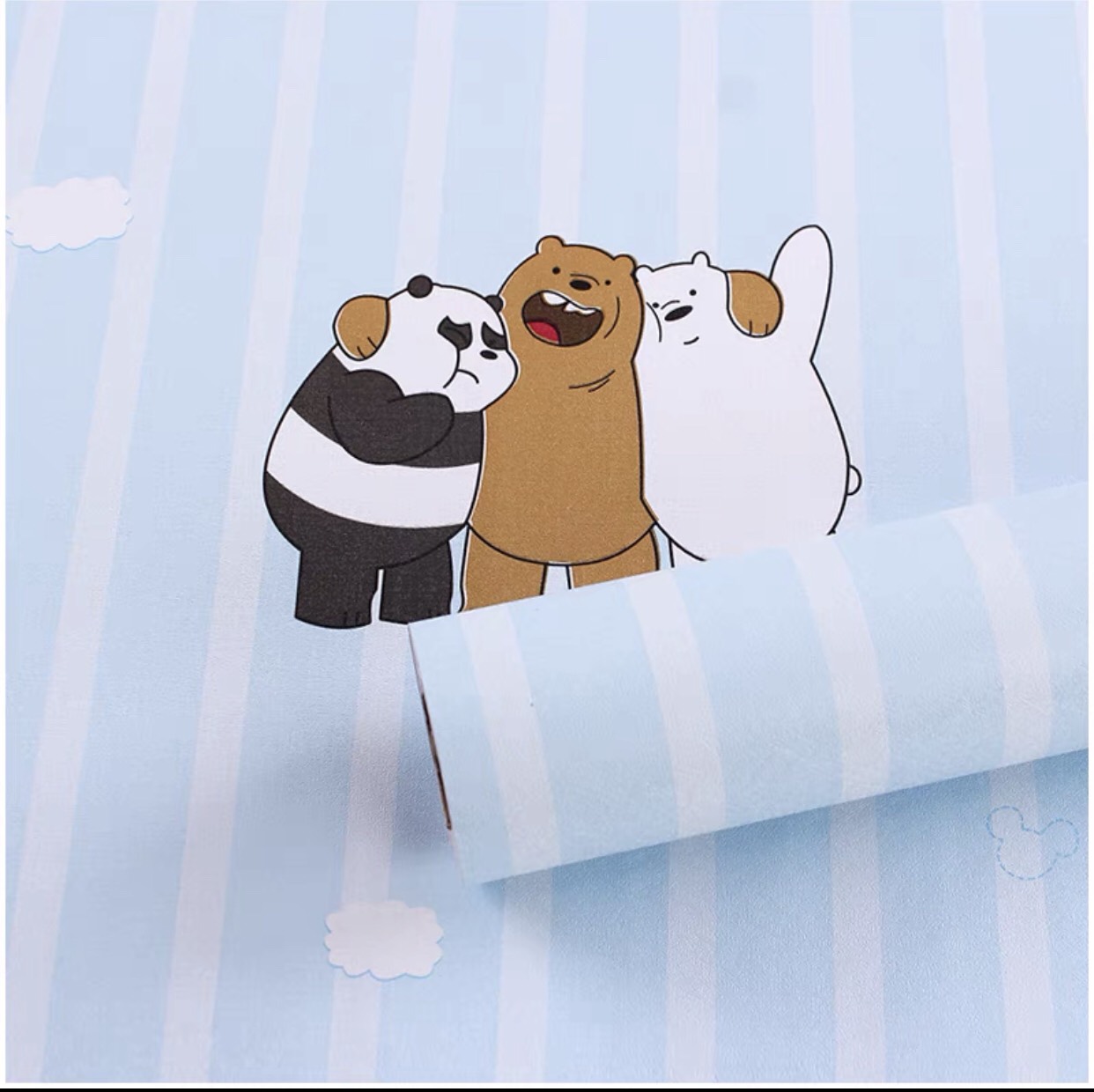 Combo 10 mét giấy dán tường, decal dán tường trang trí nhà cửa BA CHÚ GẤU khổ 45cm