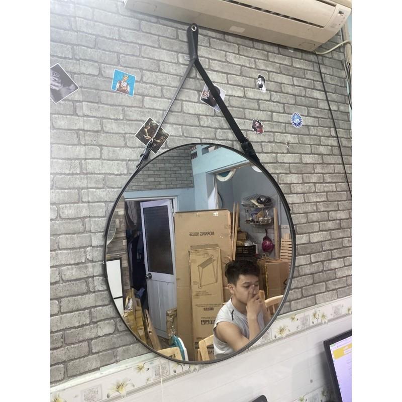Gương Tròn Viền Da Đen Size Khủng 70 cm