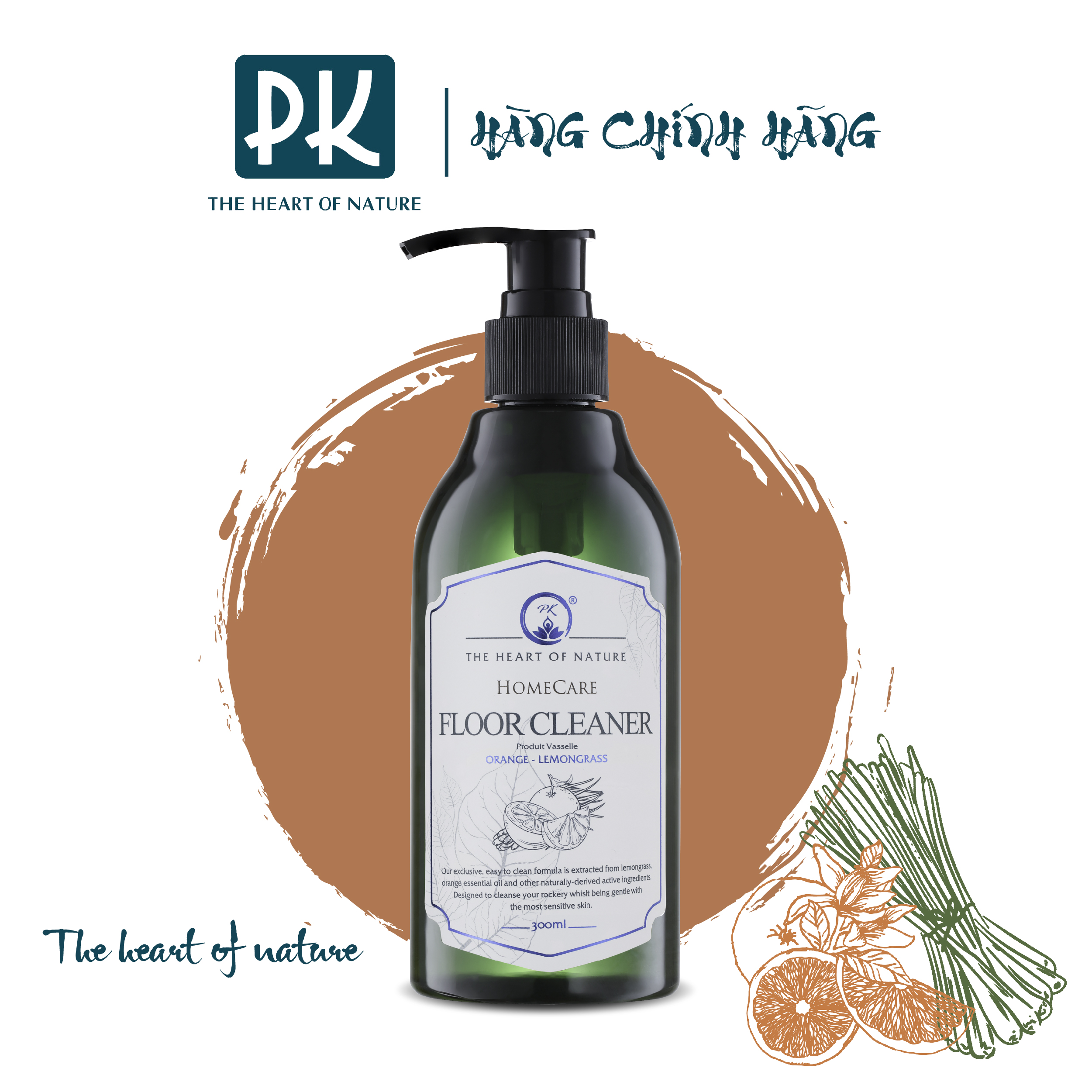 Nước Lau Sàn/ Rửa Chén Tinh Dầu Thảo Mộc Hữu Cơ Organic PK 300ML - Đuổi muỗi và côn trùng - Hương thơm tinh dầu dịu nhẹ - An toàn cho bé vận động.