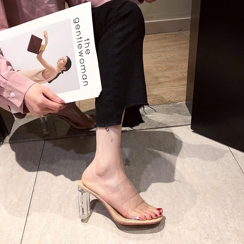 Guốc nữ 2 quai trong gót trong cao 7cm