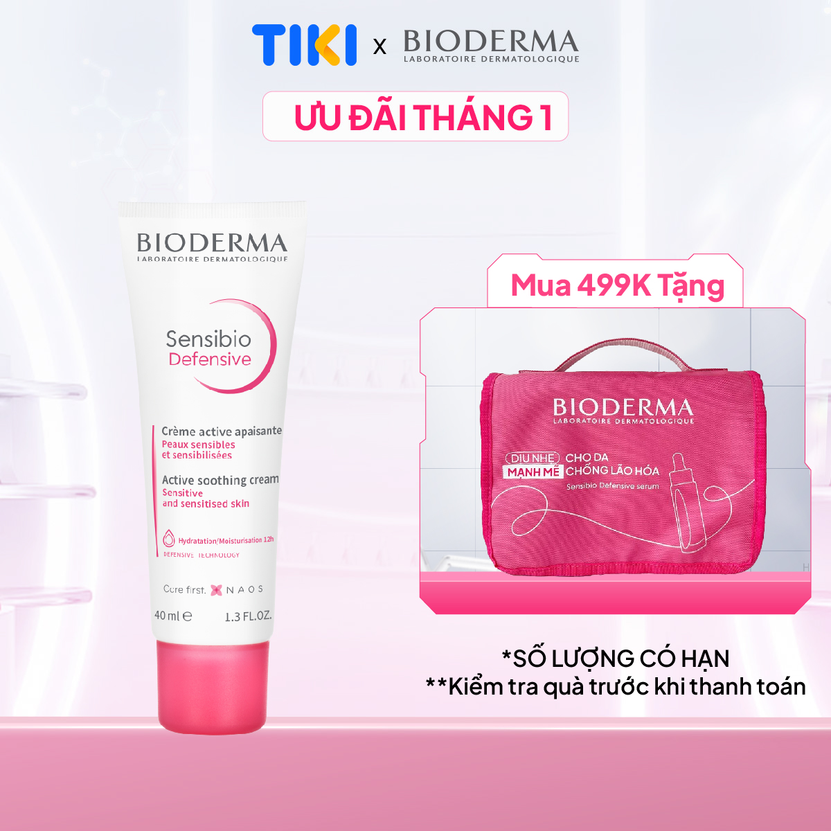 Kem dưỡng ẩm và làm dịu da, dành cho da nhạy cảm Bioderma Sensibio Defensive 40ml