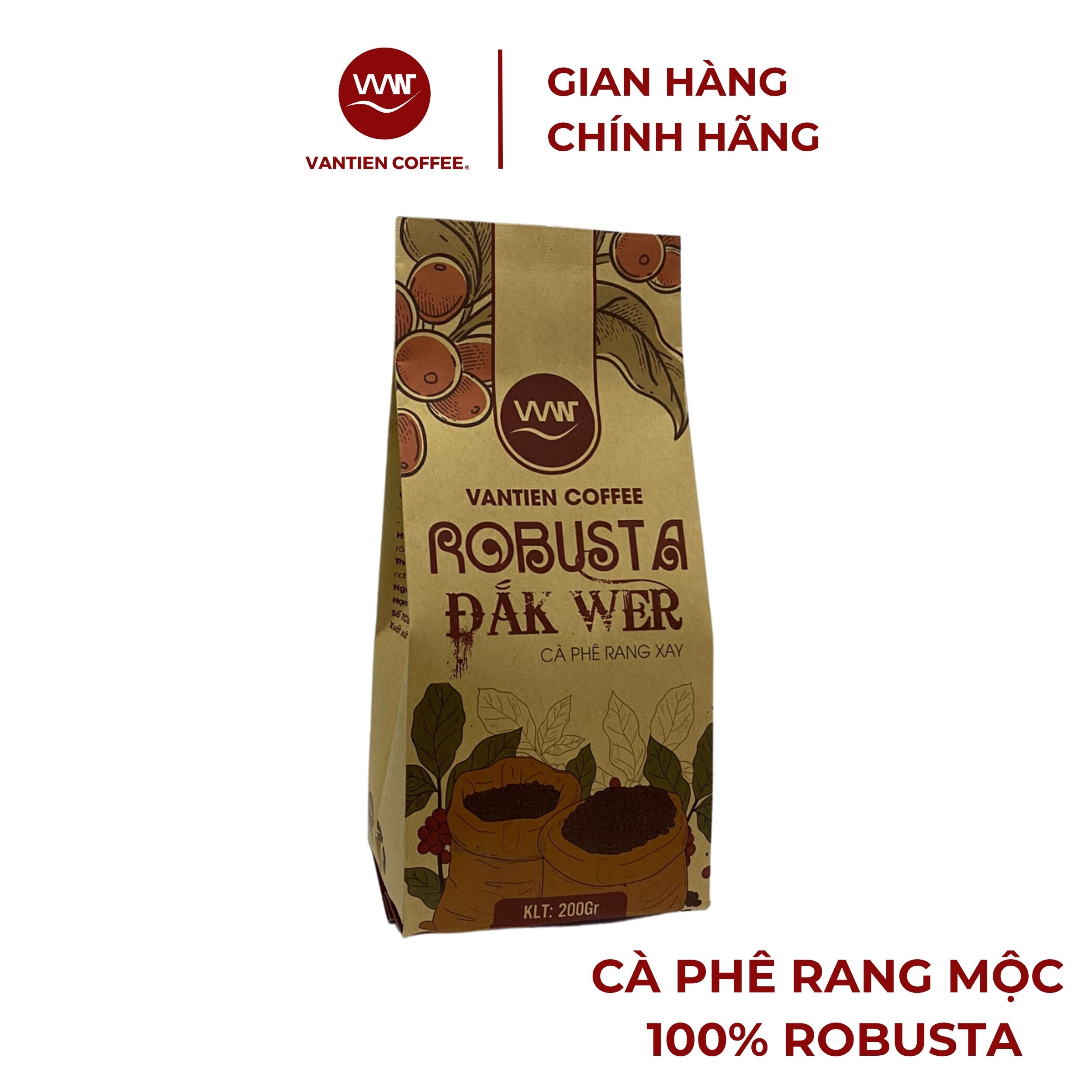 Mua 1 Tặng 2 - Cà phê rang xay Vantien Coffee Robusta Đắk Wer vị đắng mạnh, nhiều hàm lượng cafein