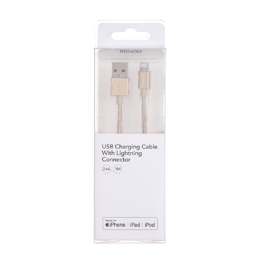 Cáp sạc nhanh Miniso Lightning 1m 2.4A - Hàng chính hãng