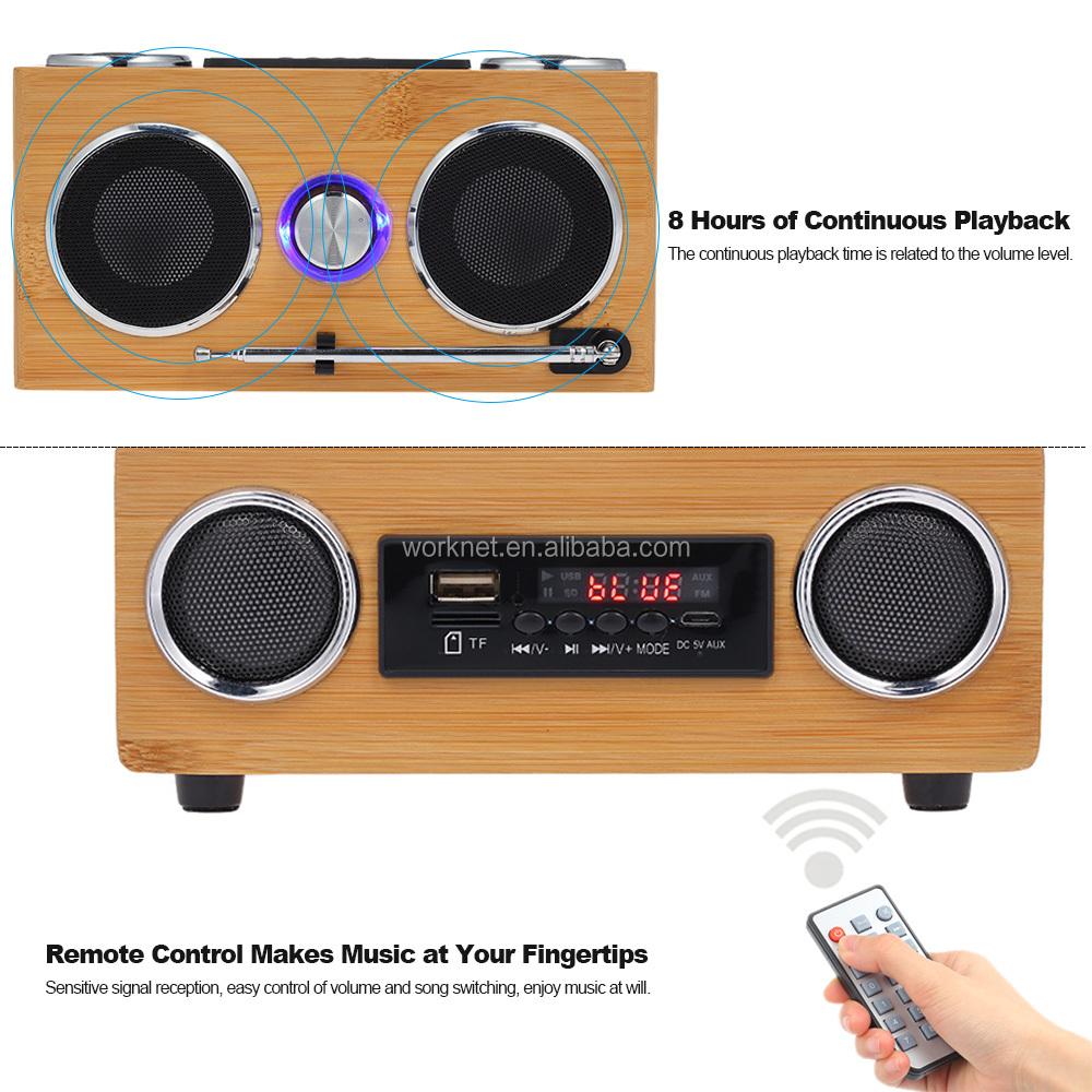 Đài phát thanh đa chức năng Gỗ di động Retro Deep Bass Loa không dây Bass Bass Loa Subwofer với TF USB 1800mAh Màu pin lớn: Gỗ bằng gỗ