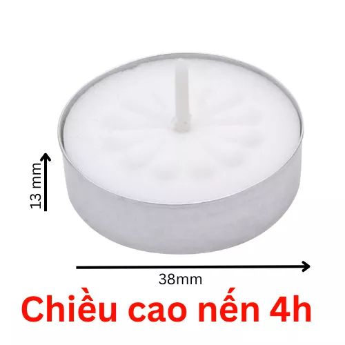 Viên Nến trắng Tealight Cháy 4h Không Mùi Không Khói - Nến Xông Tinh Dầu