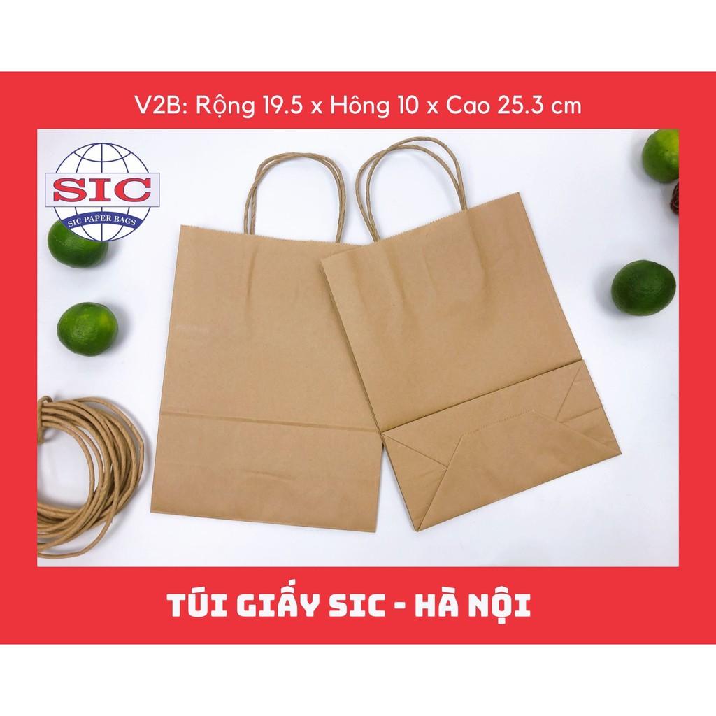 10 CHIẾC TÚI GIẤY KRAFT V2B: 19.5x10x25.3 CÓ QUAI