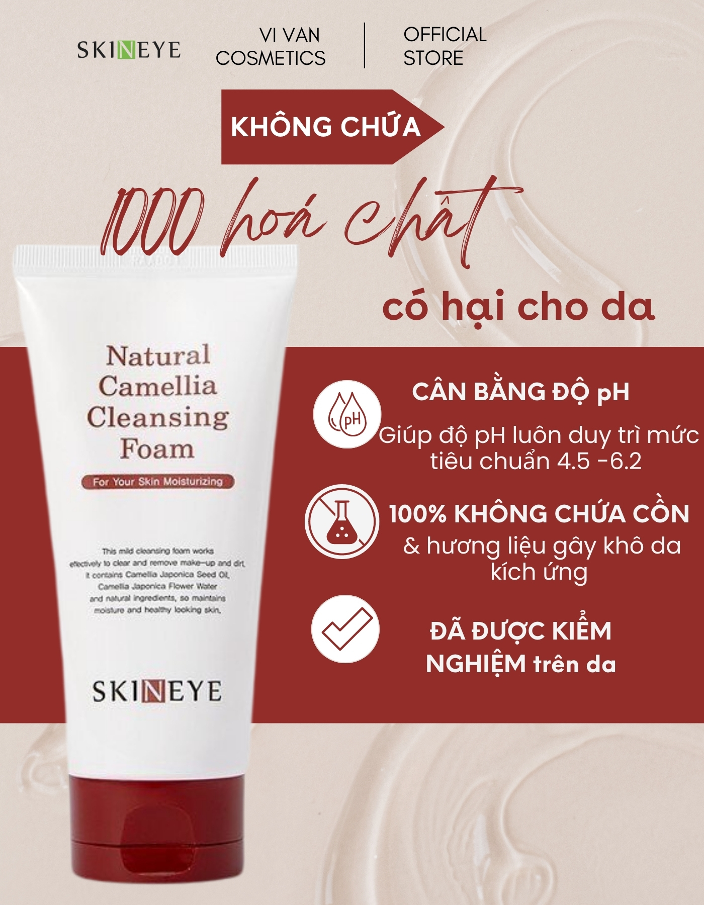 Sữa Rửa Mặt Chống Lão Hóa, Cấp Ẩm, Trắng Da SKINEYE 120ML - ( Vi vân _ Cosmetic )