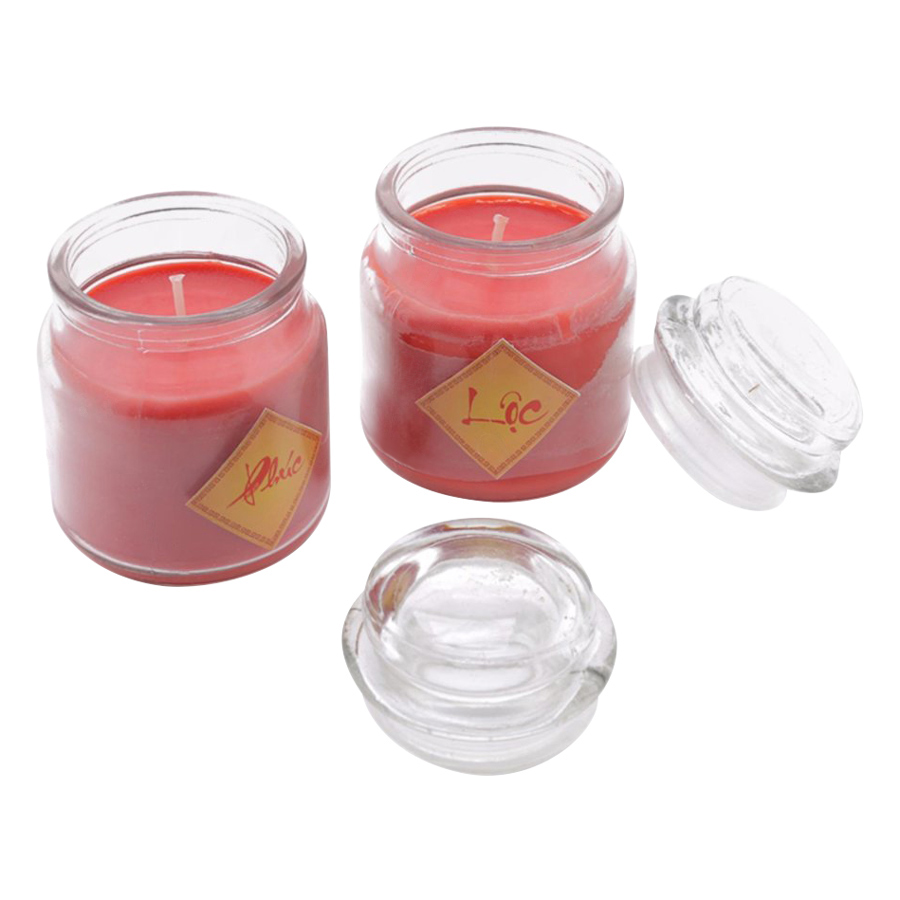 Bộ Nến Thơm Lộc Xuân Chữ Phúc - Lộc Quang Minh Candle D6H9 - Đỏ