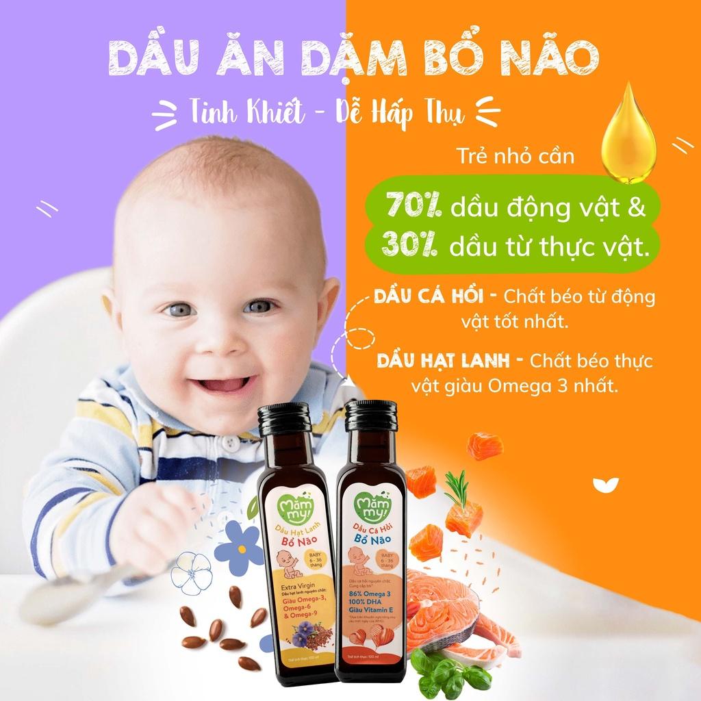 Set 11, Combo 9 loại hạt quý hữu cơ và 2 Dầu ăn dặm bổ não Cá Hồi, Dầu Hạt Lanh Mămmy bổ sung DHA, Omega 3