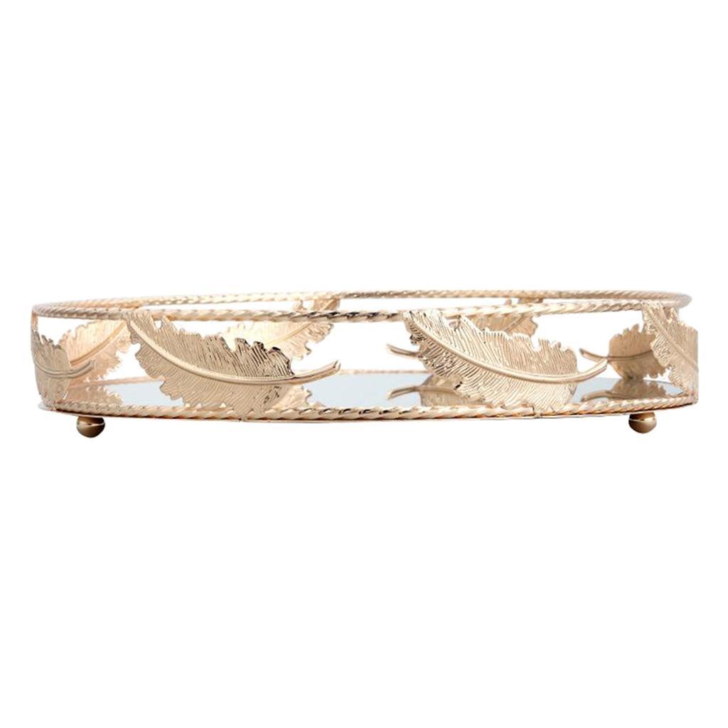 Mirror Plate Cosmetic Vanity Tray - Decorative Jewelry Organizer