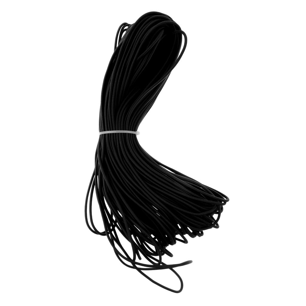 3mm Strong Elastic Round Shock Cord Rope Tie Down Boats Trailers Roof Rack 100m 50m 30m 20m 10m 5m 2m 1m 0.5m - Various Colors - Black, 50m