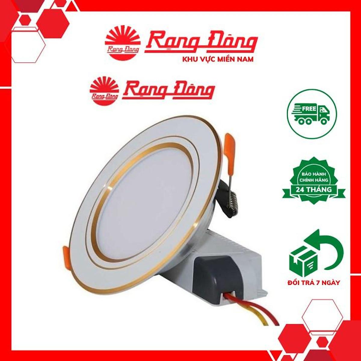 Đèn LED Downlight âm trần đổi màu 12W Rạng Đông AT10 ĐM 110/12W, Viền mạ vàng tinh tế