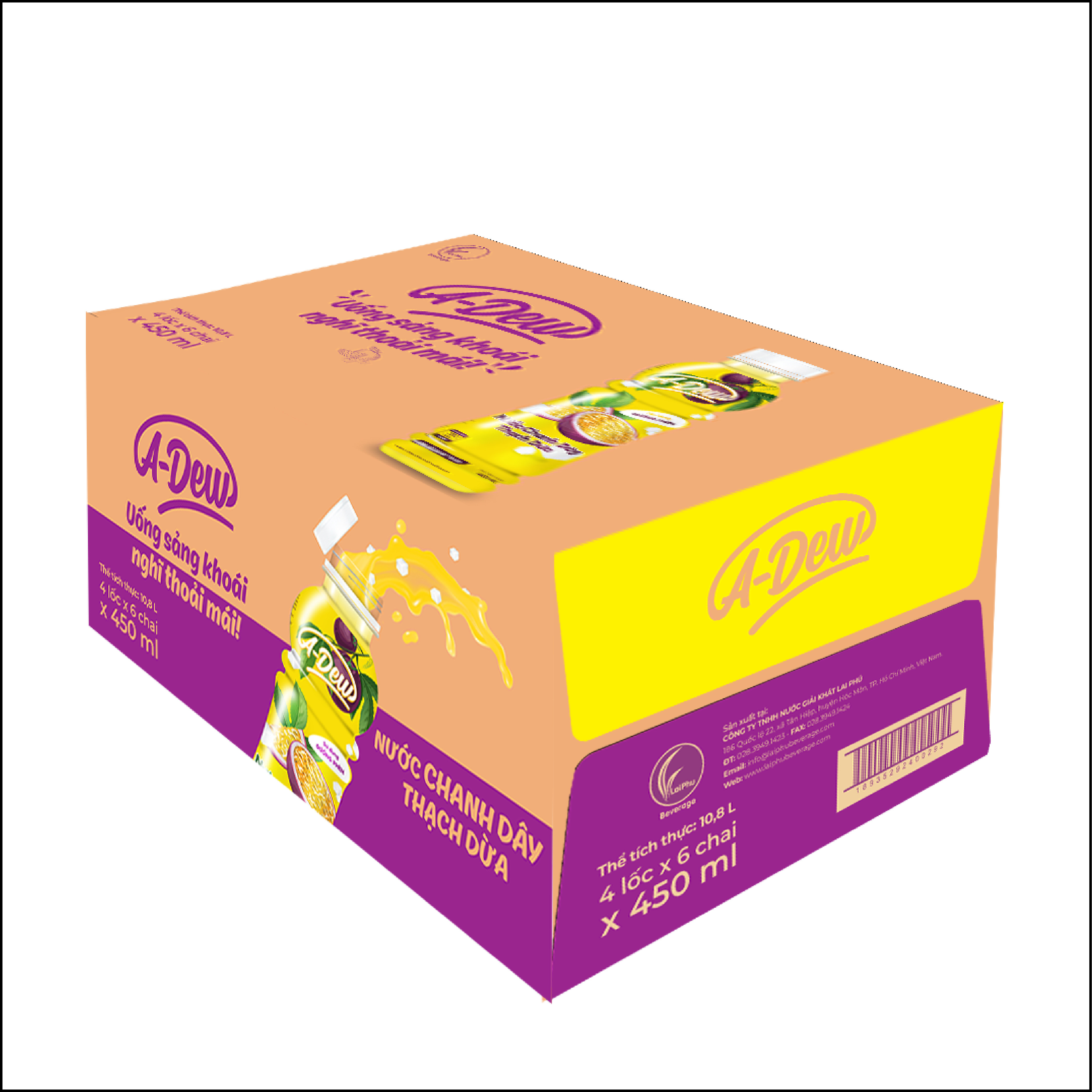 Nước Chanh Dây Thạch Dừa A Dew Chai 450ml - Thùng 24 Chai