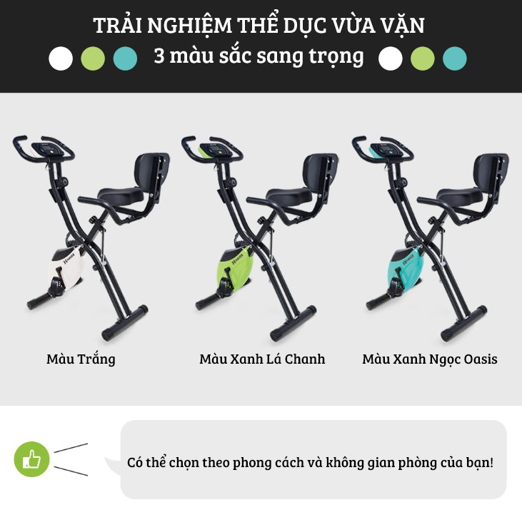 Xe đạp thể thao tại nhà gấp gọn 10 cấp độ kháng lực cảm biến nhịp tim hoạt động êm ái tải trọng 120kg