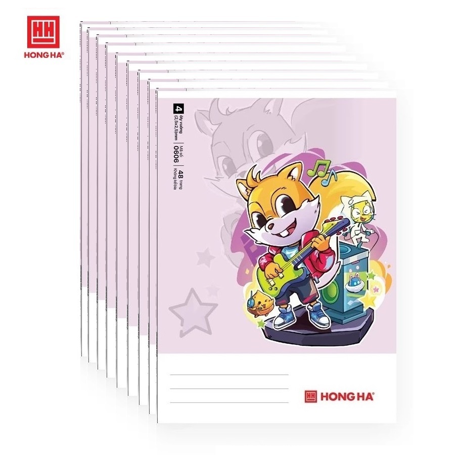 Lốc 10 vở 4 ô ly 48 trang Hồng Hà School Siêu Sóc 0606 / Tập học sinh ô ly tiểu học