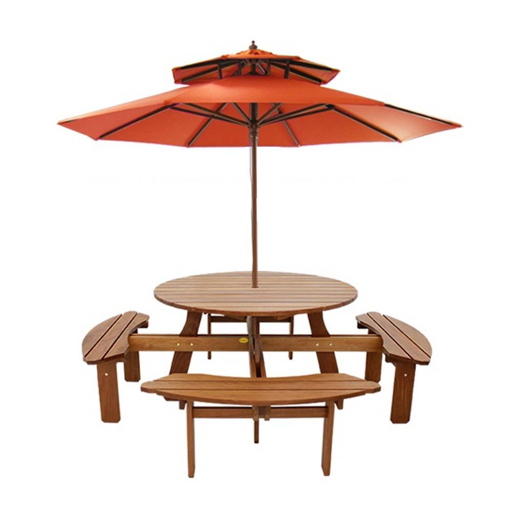 Bộ Bàn Tròn Bengkulu 8 Chỗ IBIE NT3030 - Nâu