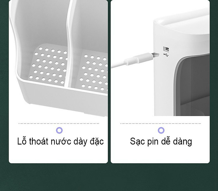 Tặng Củ Sạc - Hộp đựng đũa thông minh khử trùng bằng tia UV - Ống đựng đũa khử trùng cao cấp - UV disinfection chopstick cage