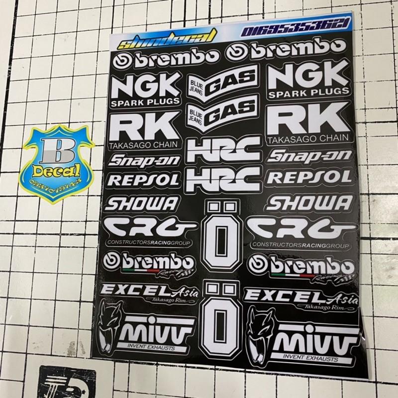 Tem logo sticker trắng đen dành cho xe máy các loại