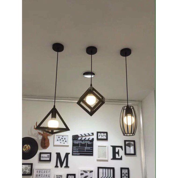 Đèn thả trần trang trí quán cà phê trang trí shop HL123 hinh vuông, hình trụ, hình tam giác