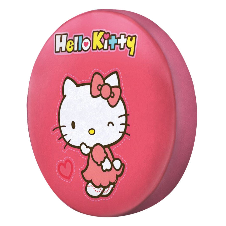 Gối Ôm Tròn Hello Kitty Nền Hồng Cam - GOCT012