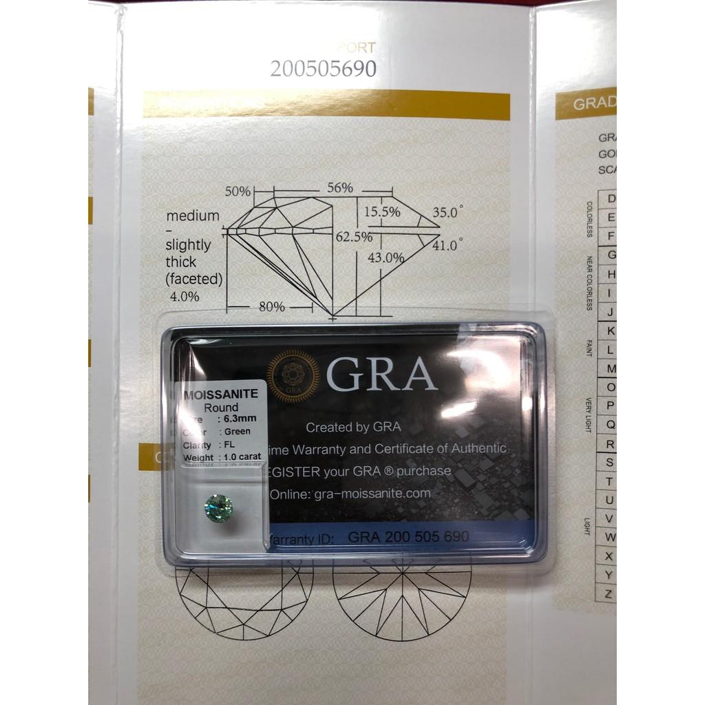 SIZE 6LY3 XANH LÁ ( XANH DẦU GIÓ ) - Kim cương nhân tạo Moissanite nước D - FL . Kiểm định quốc tế GRA. ĐẸP TUYỆT VỜI