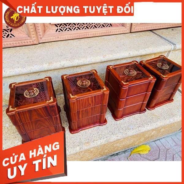 Khay bánh kẹo 3 tầng gỗ hương nắp kính sang chảnh