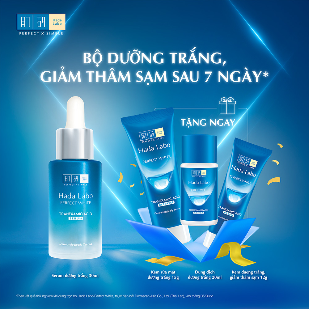 Hộp quà Serum dưỡng trắng da tối ưu Hada Labo Perfect White Tranexamic Acid Serum 30ml