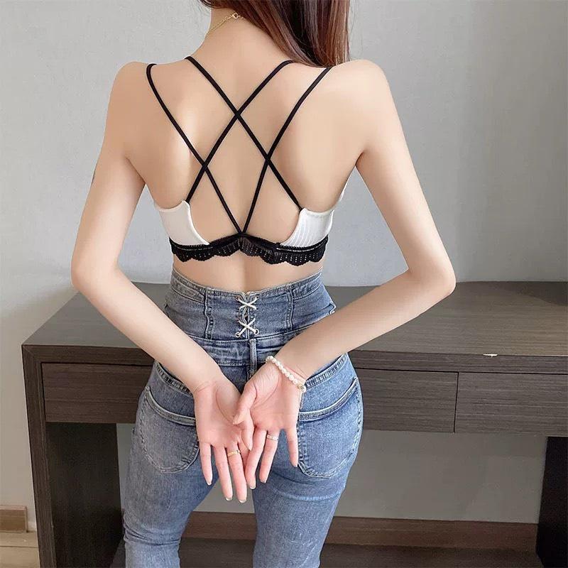 Áo bra nữ áo lót len tăm bralette viền ren đen lưng đang sexy quyến rũ nâng ngực PASANA0208