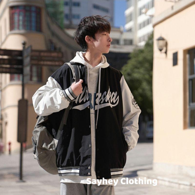 Hình ảnh Áo Khoác Bomber Dù Alas Ulzzang Nam Nữ Unisex Form Rộng - Varsity phong cách Hàn Quốc