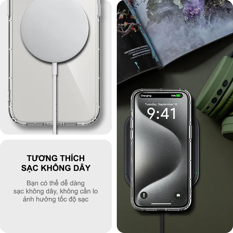 Ốp lưng trong suốt chống va đập cho iPhone 15 Pro Max/ iP 15 Pro/ 15 Plus/ iPhone15 hiệu likgus Crystal - Thiết kế viền dẻo, mặt lưng cường lực chống sốc - Hàng nhập khẩu