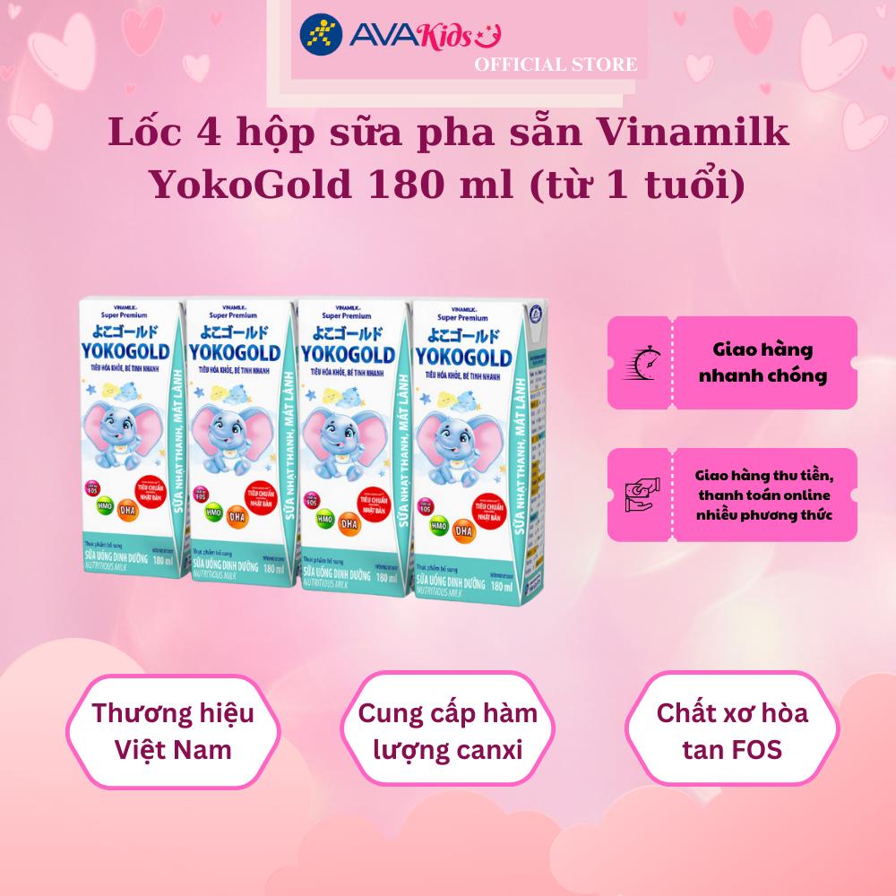 Lốc 4 hộp sữa pha sẵn Vinamilk YokoGold 180 ml (từ 1 tuổi)