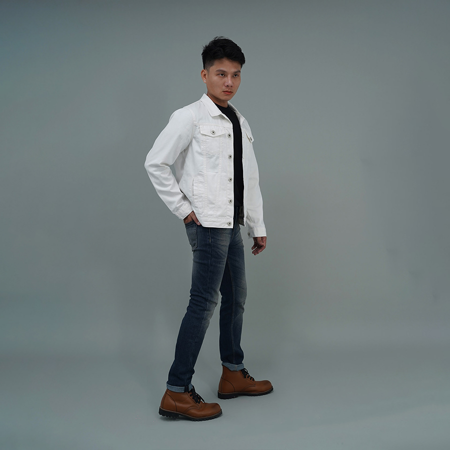 Áo Khoác Jeans Cao Cấp HUNTER X-RAYS Form Slim Cotton Màu Trắng K12