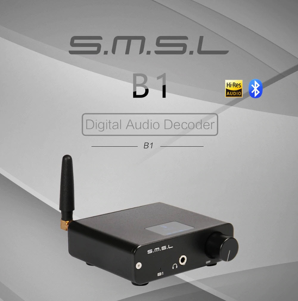 Quà Tặng Trị Giá 299K - SMSL Audio B1 - Bộ DAC Giải Mã Âm Thanh Bluetooth 4.2 NFC aptX S.M.S.L B1 - DAC Bluetooth 4.2 &amp; NFC, aptX. - Dac Bluetooth 4.2 &amp; NFC, aptX, SMSL Audio B1 - Hàng Chính Hãng