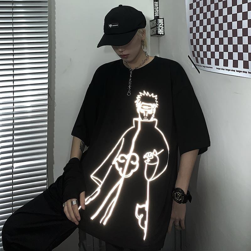 Áo thun phản quang tay lỡ nam nữ naruto