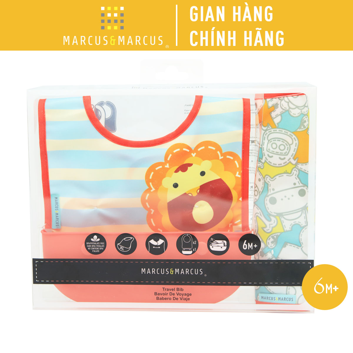 Yếm ăn dặm du lịch set 2 yếm cho bé Marcus & Marcus, từ 6 tháng - Marcus