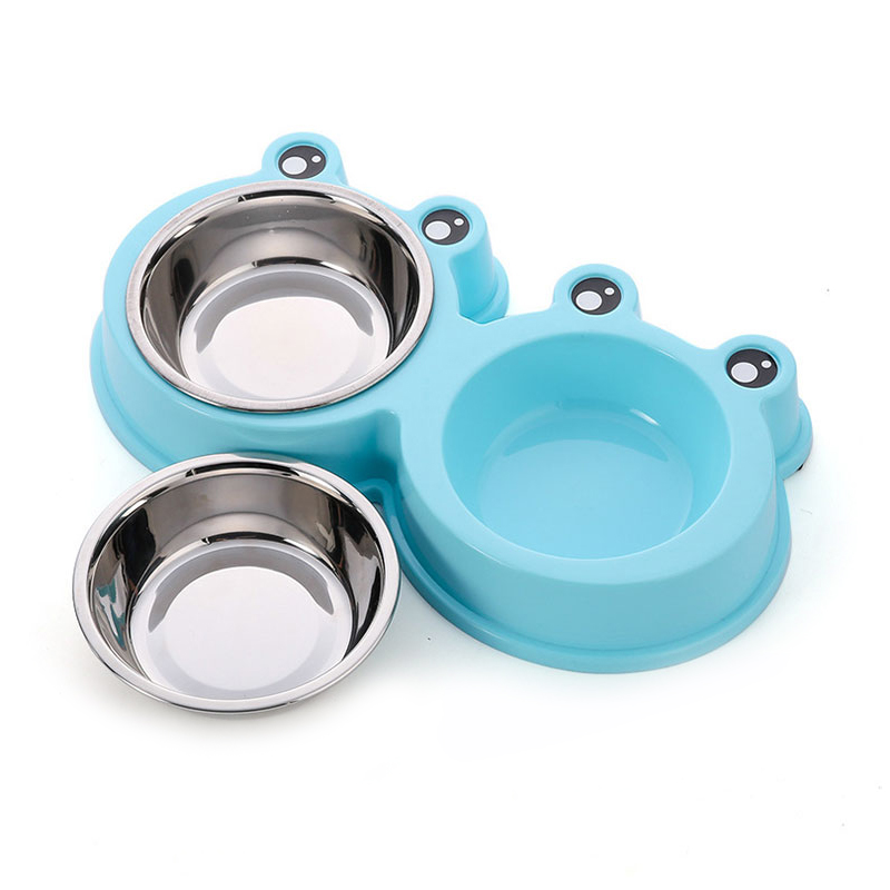 Bát Ăn Đôi Inox Cho Chó Mèo Hình Ếch