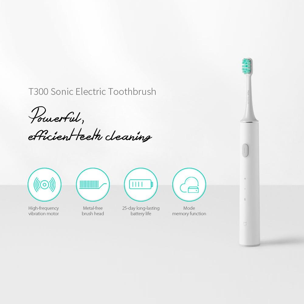 Bàn chải đánh răng Xiaomi Mijia T300 không dây sạc USB sử dụng sóng siêu âm chống nước tiện dụng-Hàng chính hãng