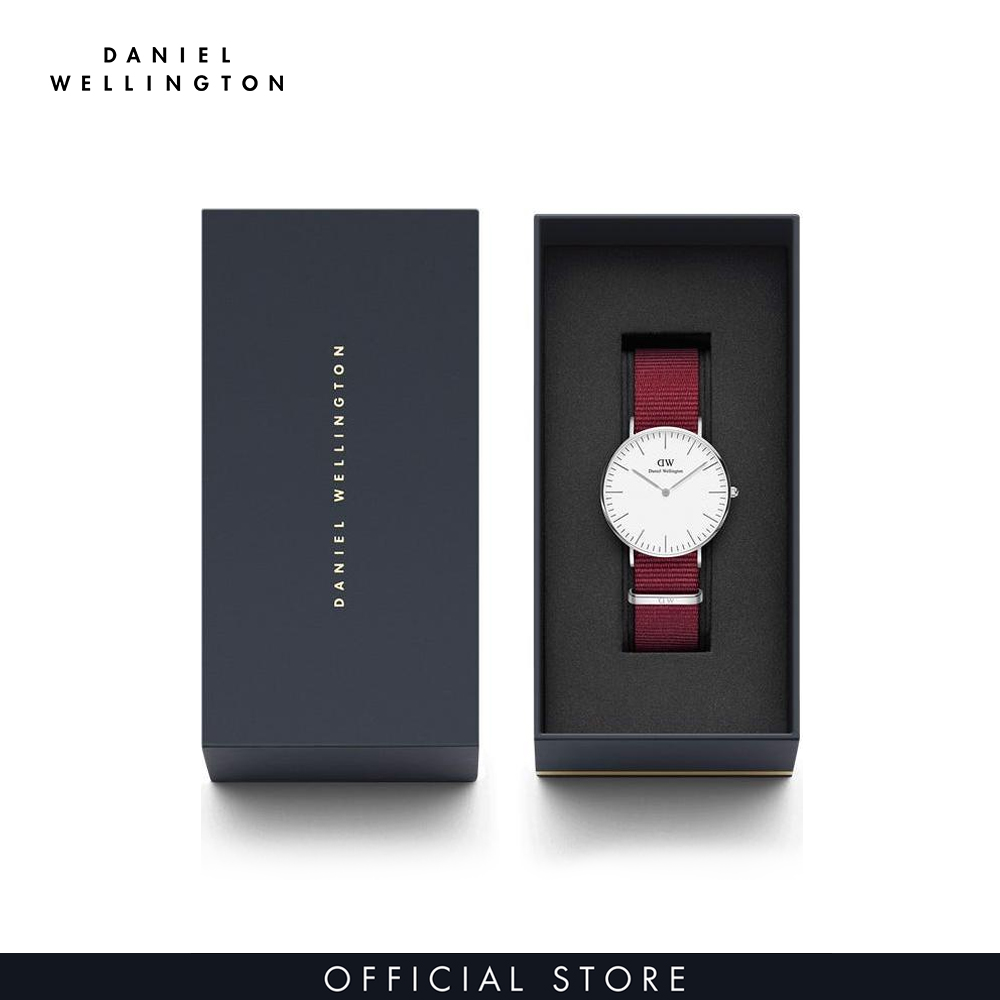 Đồng hồ Daniel Wellington dây vải nato - Classic Roselyn trắng-bạc