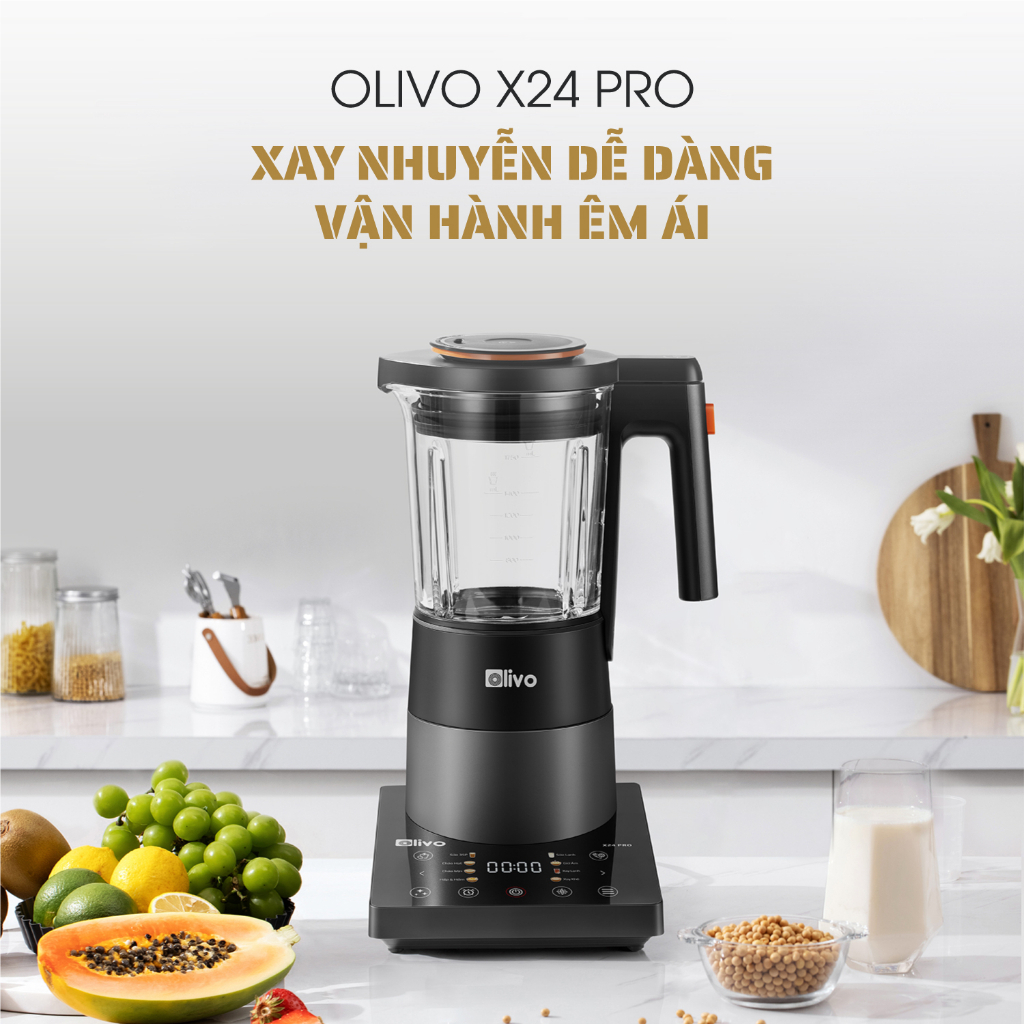 Máy Làm Sữa Hạt Olivo X24 Pro, Mâm Nhiệt Gốm Công Suất 2100w, Sấy Khử Khuẩn - Tạm Dừng Khi Nấu, Hàng Chính Hãng