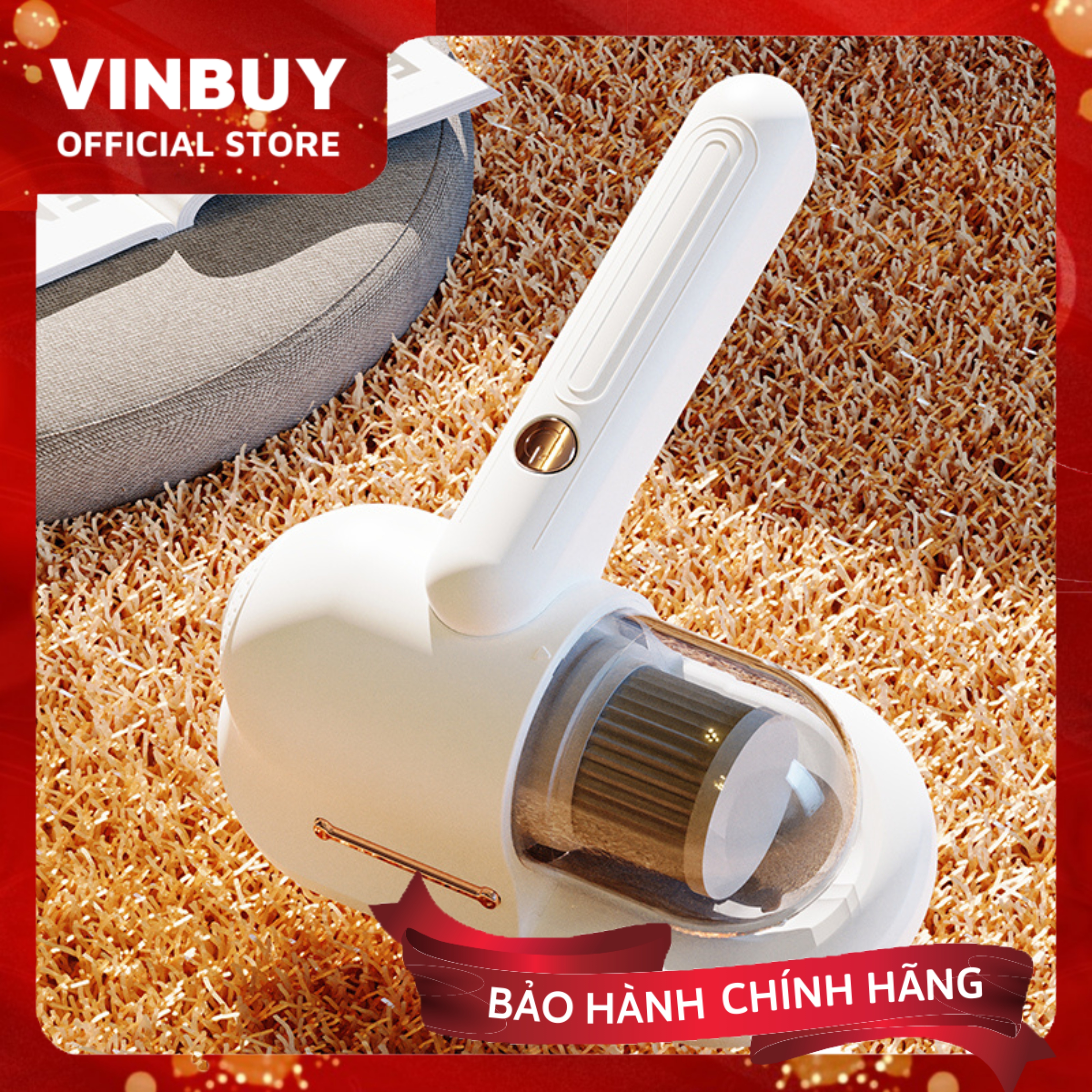 Máy hút bụi giường nệm không dây VinBuy cầm tay hiện đại diệt khuẩn đa tầng, đèn UV, lực hút mạnh 18000PA - Hàng chính hãng