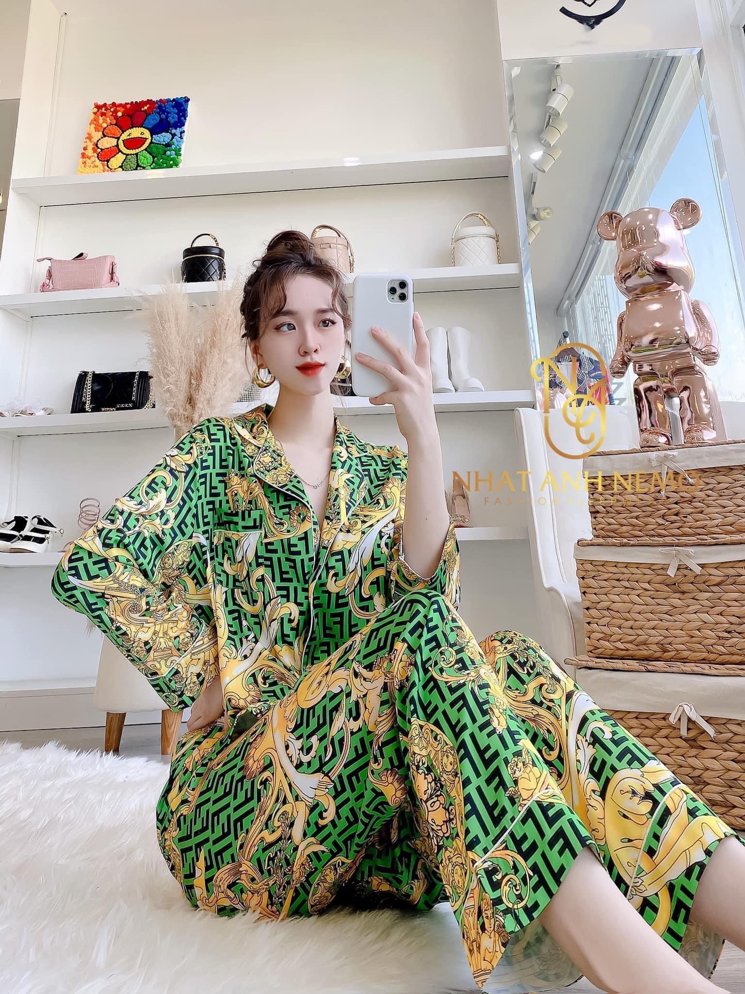 Bộ Mặc Nhà Pijama Lụa Qc Thiết Kế Sang Chảnh Mẫu Mới